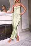 FLORALIT CORSET MAXI DRESS - Apple Green