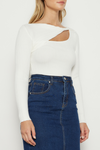 ANJA FRONT CUT-OUT KNIT TOP - White