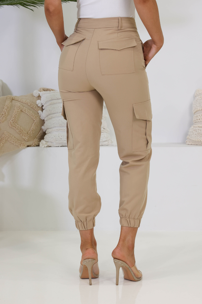 NOOKIE HIGH WAISTED CARGO PANTS - Nude