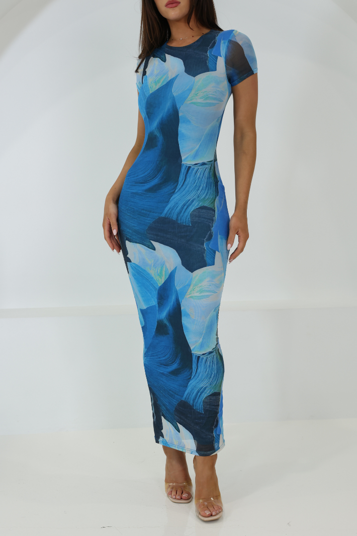 CLARDIA SHORT SLEEVE MAXI DRESS - Blue Print