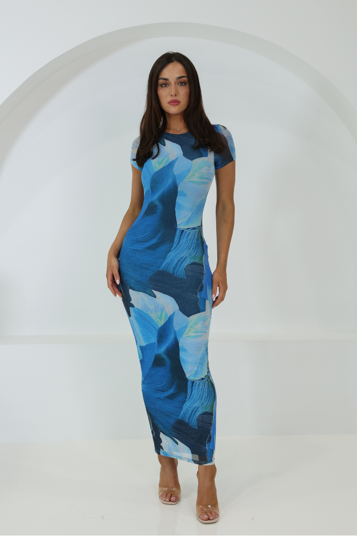 CLARDIA SHORT SLEEVE MAXI DRESS - Blue Print