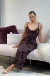 CIEL WAIST CUT-OUT MESH MAXI DRESS - Chocolate Floral