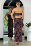 CIEL WAIST CUT-OUT MESH MAXI DRESS - Chocolate Floral