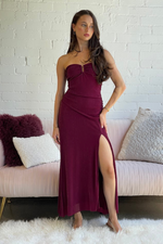 BELANI STRAPLESS MAXI DRESS - Shimmery Plum