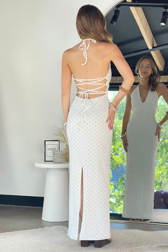 white bodycon maxi dress SHAUNDI BODYCON MAXI DRESS