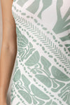 SENZA STRAPLESS MAXI DRESS - White Green Floral Print