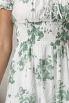 EVANGELISTA OFF SHOULDER MINI DRESS - White Green Floral