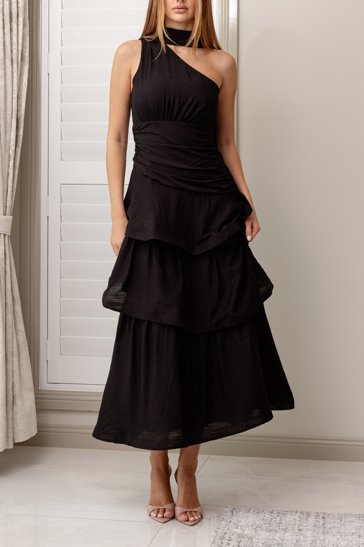 KARLA ONE SHOULDER MAXI DRESS - Black – Dolly Girl Fashion