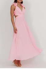 ANYA BACK CUT-OUT MAXI DRESS - Pink