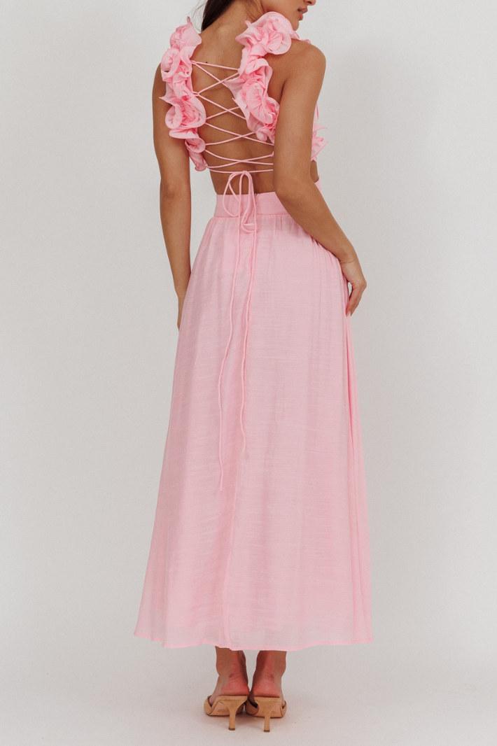 fitted lace wedding dress ANYA BACK CUT-OUT MAXI DRESS