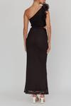 FELICINE ONE SHOULDER MESH MAXI DRESS - Black