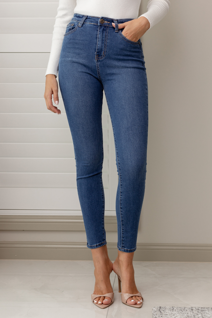 NOVO SKINNY DENIM JEANS - Mid Blue