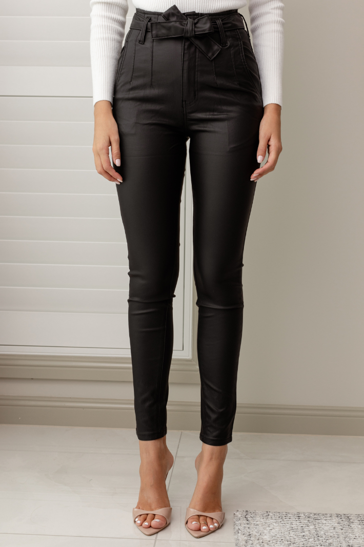 ARIANA HIGH WAISTED LEATHER PANTS Black Dolly Girl Fashion