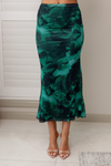 LA FEI MESH MAXI SKIRT - Green Print