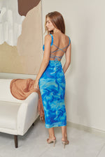 CLAVA BACKLESS MAXI DRESS - Blue Print