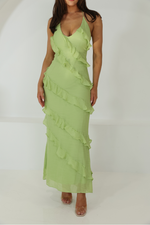 FRASINA HALTER NECK MAXI DRESS - Green