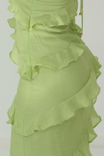 FRASINA HALTER NECK MAXI DRESS - Green
