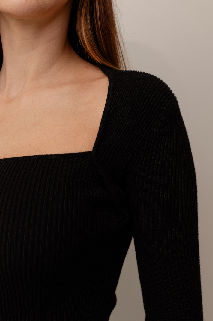 IONA LONG SLEEVE KNIT MINI DRESS - Black Dolly Girl Fashion IONA LONG SLEEVE KNIT MINI DRESS - Black Dolly Girl Fashion