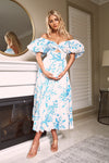 KARANI FRONT CUT-OUT MAXI DRESS - White Blue Floral
