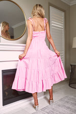 CANON FRONT CUT-OUT MIDI DRESS - Pink