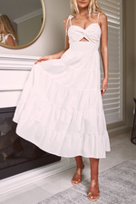 CANON FRONT CUT-OUT MIDI DRESS - White
