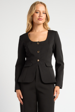 STEPHA LONG SLEEVE BLAZER TOP - Black