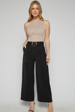 ALYCE HIGH WAISTED WIDE LEG PANTS - Black