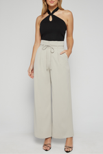 FIENNA HIGH WAISTED PANTS - Stone