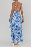 VASA BACK CUT-OUT MAXI DRESS - White Blue Floral