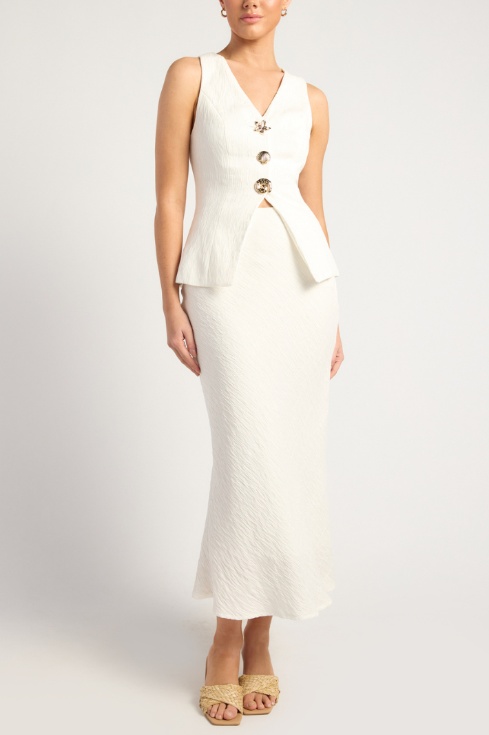 STARSI SLEEVELESS TOP & MAXI SKIRT - White
