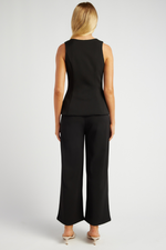 TEEVA TOP & WIDE PANTS SET - Black