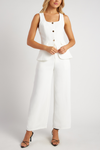 TEEVA TOP & WIDE PANTS SET - White