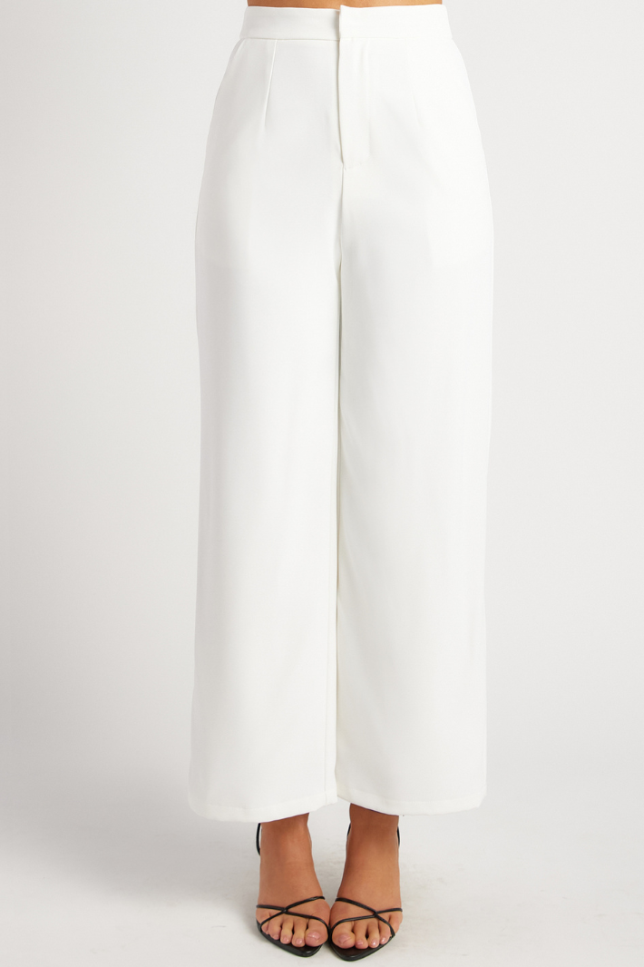 TEEVA TOP & WIDE PANTS SET - White