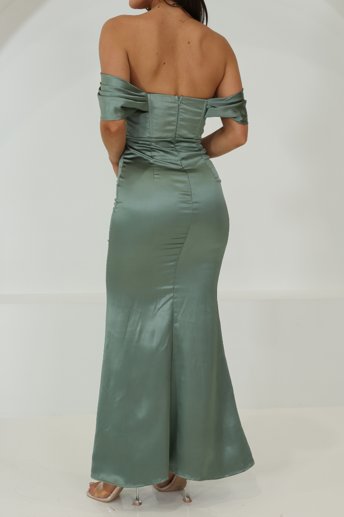 LANIERE OFF SHOULDER MAXI DRESS - Khaki
