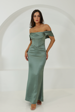 LANIERE OFF SHOULDER MAXI DRESS - Khaki