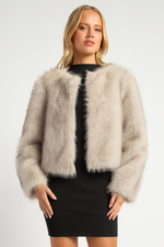 FERIA FUR COAT - Stone Brown