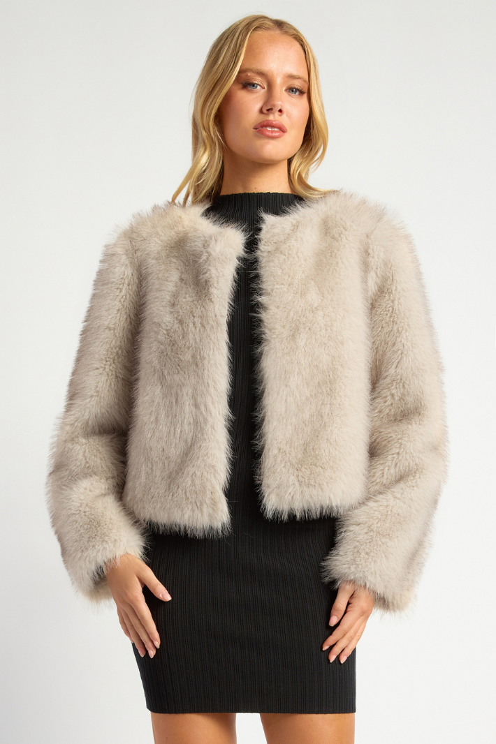 FERIA FUR COAT - Stone Brown