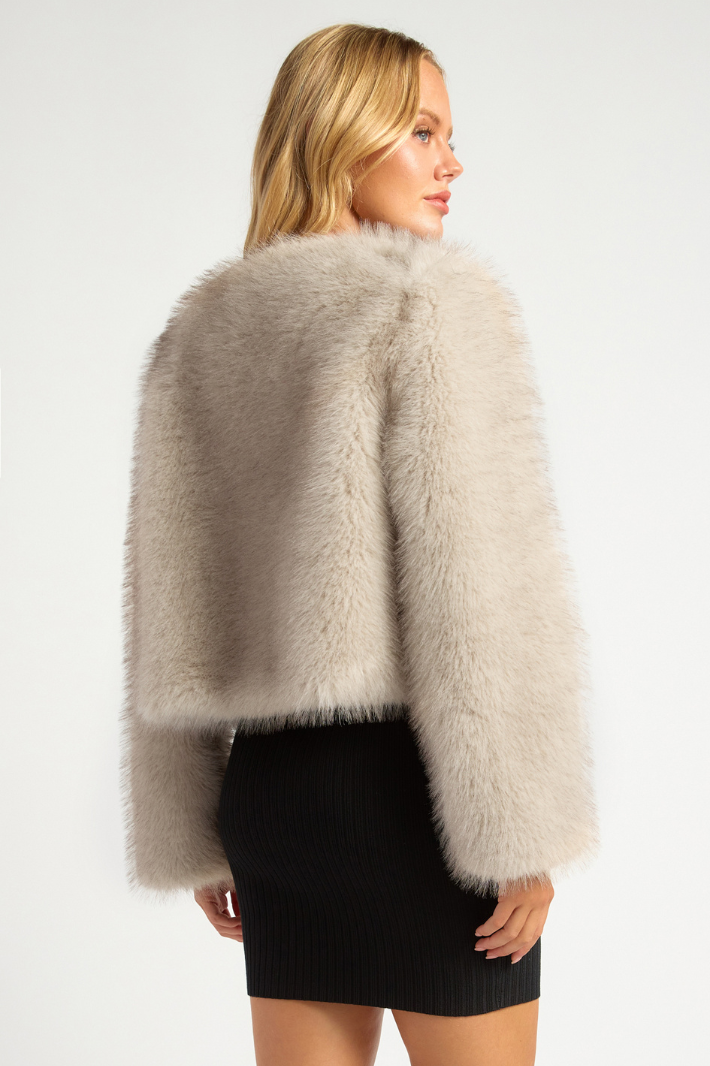 FERIA FUR COAT - Stone Brown