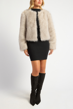 FERIA FUR COAT - Stone Brown