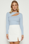 ANJA FRONT CUT-OUT KNIT TOP - Dusty Blue