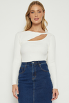 ANJA FRONT CUT-OUT KNIT TOP - White