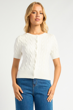 LAINA SHORT SLEEVE KNIT TOP - White