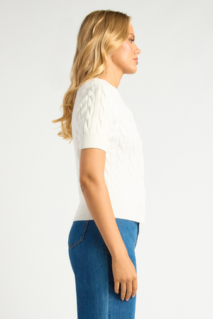 LAINA SHORT SLEEVE KNIT TOP - White