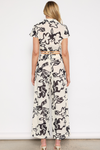 CECILI CROP TOP & PANTS SET - Cream Black Floral