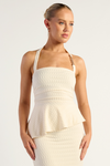 GRACIE HALTER NECK TOP - Cream