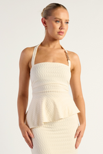 GRACIE HALTER NECK TOP - Cream