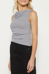 ARES COWL NECK TOP - Charcoal Grey
