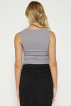 ARES COWL NECK TOP - Charcoal Grey
