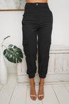 NOOKIE HIGH WAISTED CARGO PANTS - Black