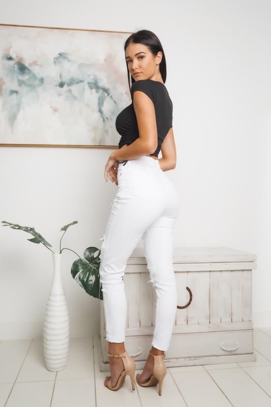 CREAM SODA CROP TOP - Black